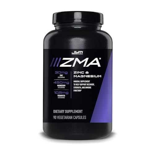 ZMA JYM, Zinc &amp; Magnesium Supplement - Zinc, Magnesium and Vitamin B6, YM Supplement Science, 90 Vegetarian Capsules
