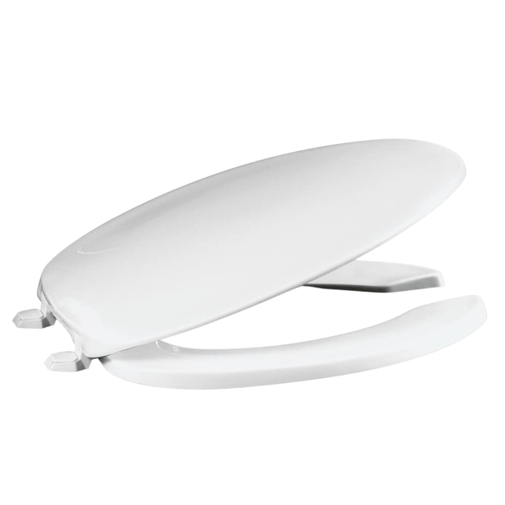 Elongated Toilet Seat, Open Front with Cover, Light Duty Commercial or Residential, Plastic, Made in the USA, 620-001, White