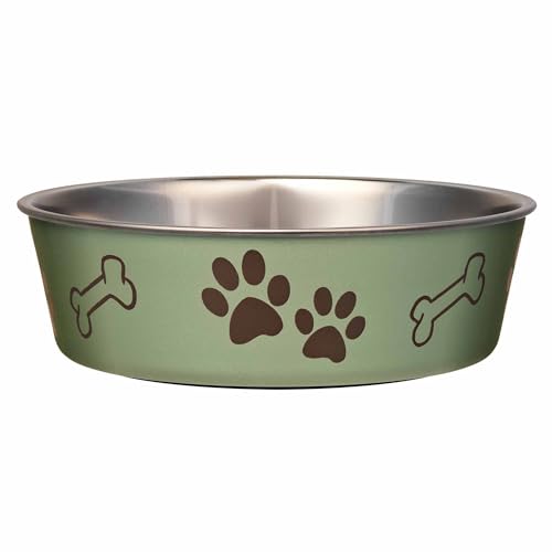 Bella Dog Bowls- Stainless Steel Dog &amp; Cat Bowls - Spill Proof Dog Food Bowl, Puppy Essentials &amp; Pet Supplies (X-Large 65-100lbs, Artichoke)