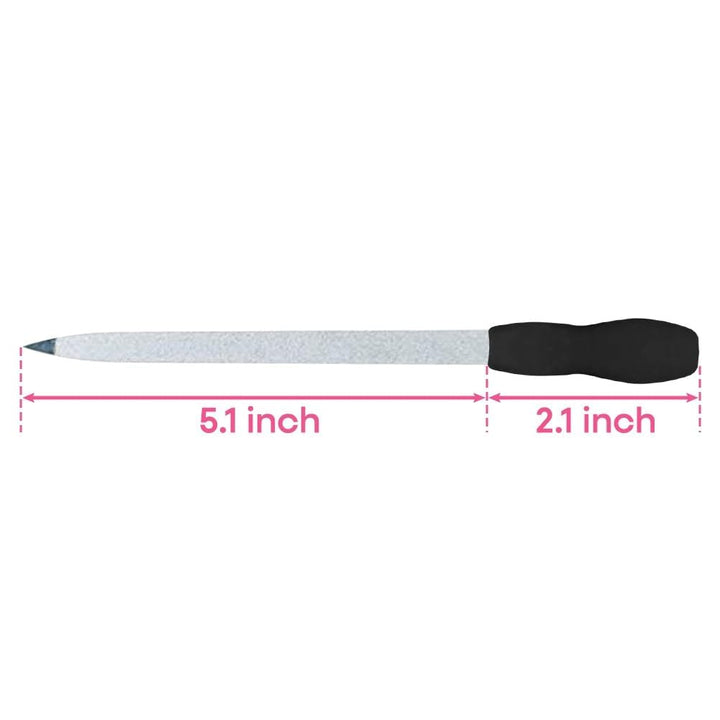 Diamond Nail File 2 Pack, 7 inch Double Sided File Buffer for Gentle Precise Nail Shaping, Washable Stainless Steel Permanent Surface for Home or Travel Pedicure Manicure Kit