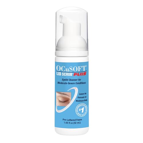 Lid Scrub PLUS Foam- Moderate to Severe Eyelid Conditions - Instant Foaming Eyelid & Eyelash Cleanser - Extra Strength Daily Eyelid Cleanser to Remove Oil, Dirt, Pollen & Eye Makeup-1.68 fl oz