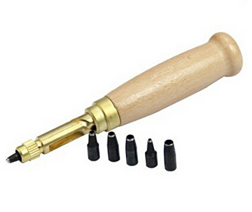 Adjustable Japanese Screw Hole Punch, Leather Hole Punch Tool, Paper Hole Punch, Craft Puncher, 6 Tip Sizes Fabric Punch Set