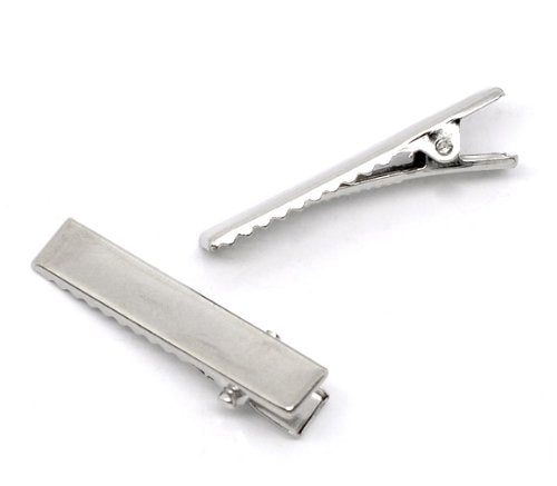 Pepperlonely Brand 50Pc Silver Tone Single Prong Alligator Hair Clips 35X7Mm (1-3/8X1/4 Inch)