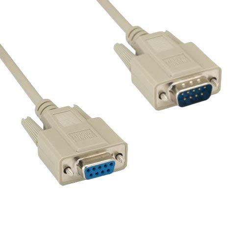 6 Feet FT DB9 Null Modem Serial Cable Cord Extension 28 AWG RS-232 Crossover 9 Pin Male to Female M/F Molded D-Sub Port for PC Mac Linux Printer Data