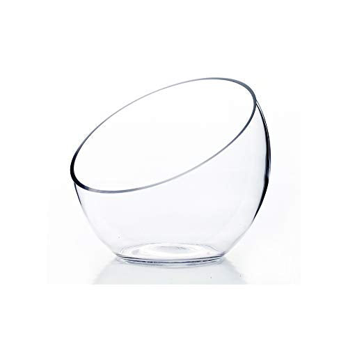 WGVI Clear Slant Cut Bowl Glass Vase, Glass Terrarium, 