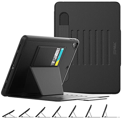 Case for iPad 6th/5th Generation/Air 2/Pro 9.7&#39;&#39;, Smart Magnetic Auto Sleep Cover with Card Holder, Stand Multi-Angles Feature (Black)