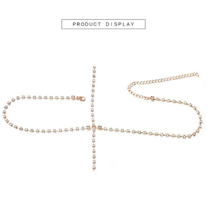 Sexy Rhinestone Body Chain Gold Layering Crystal Leg Chain Nightclub Thigh Chain for Women and Girls (Gold)