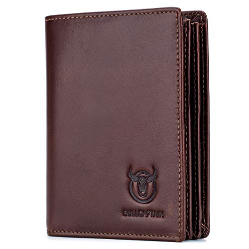 Large Capacity Genuine Leather Bifold Wallet/Credit Card Holder for Men with 15 Card Slots QB-027 (Brown)