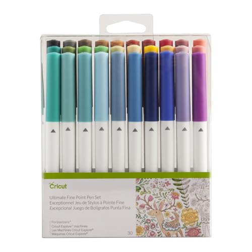 Ultimate Fine Point Pen Set, 0.4mm Fine Tip Pens to Write, Draw & Color, Create Personalized Cards & Invites, Use with Maker and Explore Cutting Machines, 30 Assorted Colored Pens 1 Pack