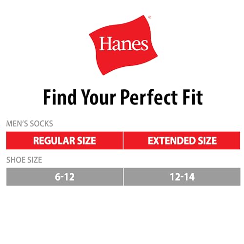 Mens Double Tough Socks, 12-pair Pack Crew Socks, White/Grey Foot Bottom, 6-12
