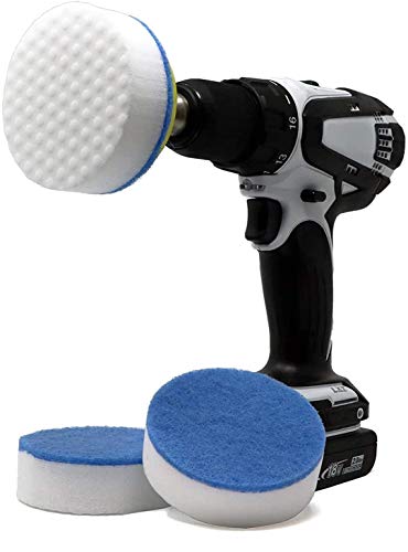 Drill Powered Magic Cleaning Sponges | High Density Melamine Pads &amp; Drill Attachment for Bathroom, Baseboards, Magic Marker &amp; More