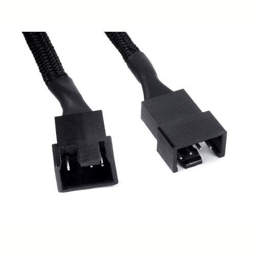 All Black Sleeved PWM Fan Splitter Cable 1 to 2 Converter, 2 Pack