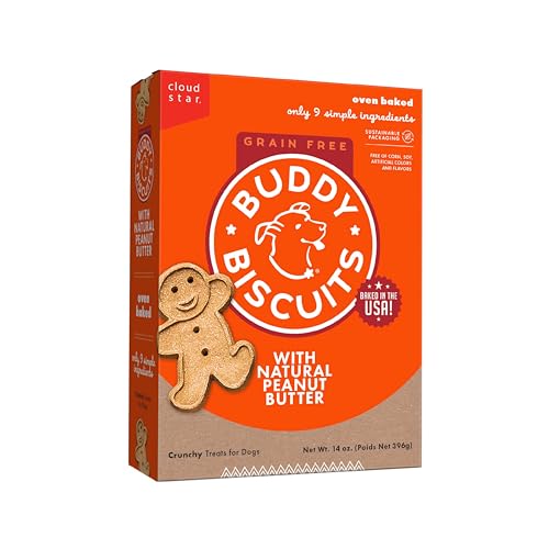 Buddy Biscuits 14 oz Box of Grain-Free Crunchy Dog Treats Made with Natural Peanut Butter