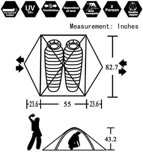 2 Person Backpacking Tent 3-4 Season Windproof Camping Tent Awning Family Tent Two Doors Double Layer with Aluminum rods for Outdoor Camping Family Beach Hunting (Orange-2 Person)