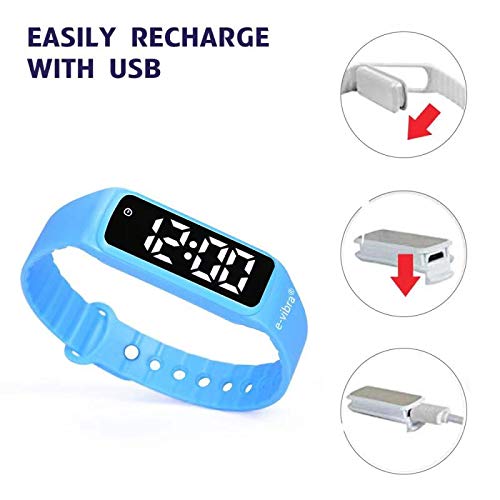 8 Alarm Vibrating Alarm Watch Medical Reminder Watch - with Timer and 8 Daily Alarms (Blue -Small)