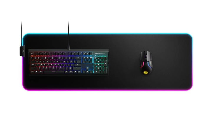 Gaming Mouse Pad 2 Zone RGB Illumination 9cm x 30cm x 0.4cm QcK Prism Cloth XL Black