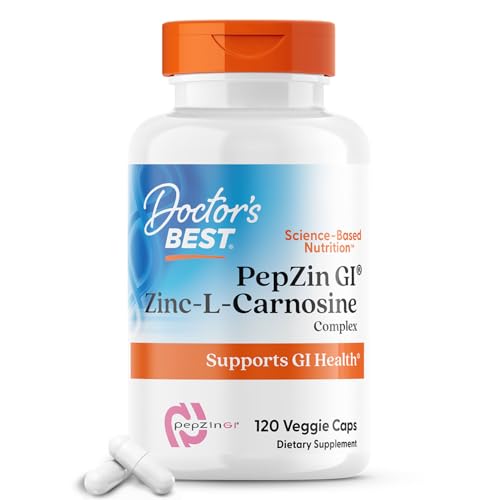 Doctor&#39;s Best PepZin GI, Zinc-L-Carnosine Complex, Non-GMO, Vegan, Gluten Free, Soy Free, Digestive Support, 120 Veggie Caps