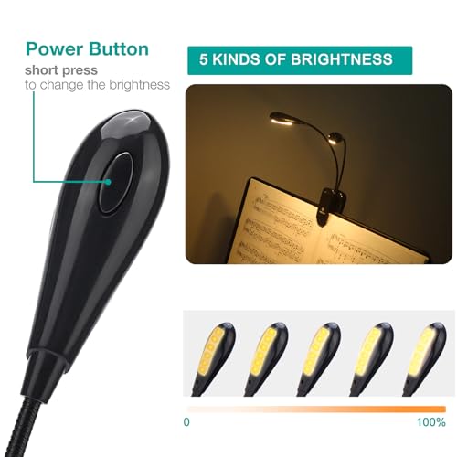 Dual Heads Rechargeable Book Light for Reading at Night in Bed, Warm Reading Light with Clamp, 180° Adjustable Mini Clip on Light, Lightweight Eye Care Book Light Perfect for Readers