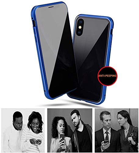 ACCREW Privacy Magnetic Case Compatible with iPhone 12 Pro Max, Anti Peep Magnetic Adsorption Privacy Screen Protector Double Sided Tempered Glass Metal Bumper Frame Anti Peeping Anti-Spy Phone Case