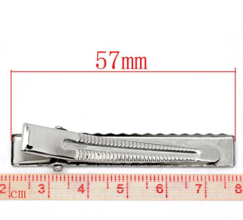 Brand 40PC Silver Tone Single Prong Alligator Hair Clips 57x9mm (2-1/8x3/8 Inch)