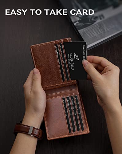 Swallowmall Mens Wallet Rfid Blocking Leather Wallet fo