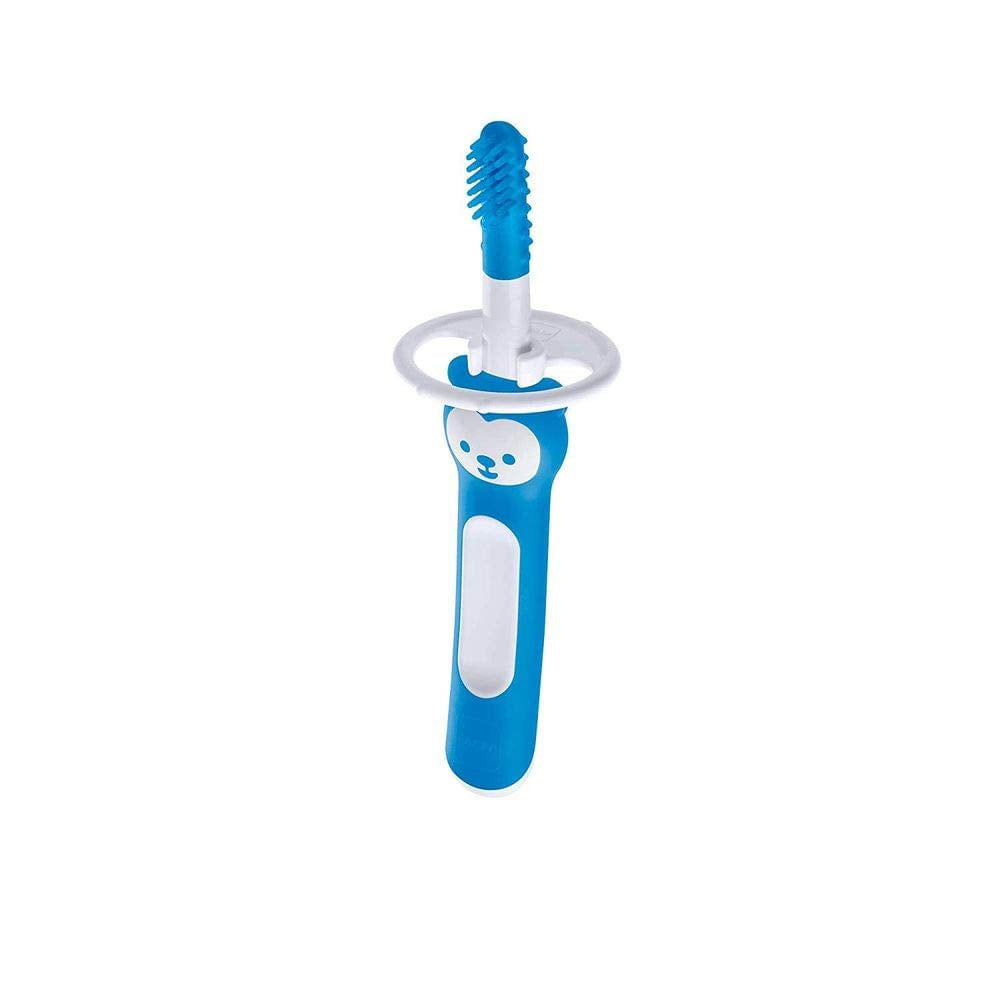 Massaging Toothbrush, Baby Toothbrush and Gum Cleaner and Massager, Boy, Blue, 3+ Months