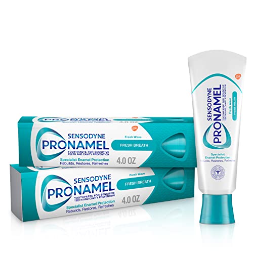 Fresh Breath Enamel Toothpaste for Sensitive Teeth, to Reharden and Strengthen Enamel, Fresh Wave - 4 Ounces (Pack of 2)