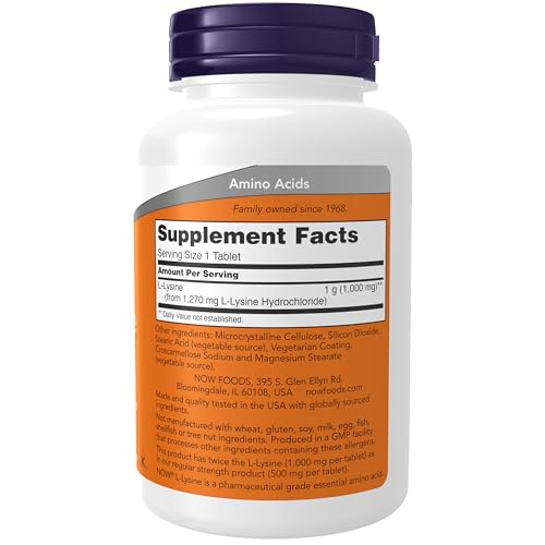 NOW Foods Supplements, (L-Lysine Hydrochloride) 1,000 m