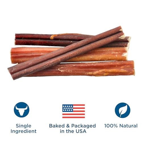 6 Inch Odor-Free Bully Sticks - 20 Count (Pack of 1) - Bulk Bag, Odorless 100% Natural Grass-Fed Beef, Easily Digestible, No Grain or Rawhide, Ideal for Big Breeds