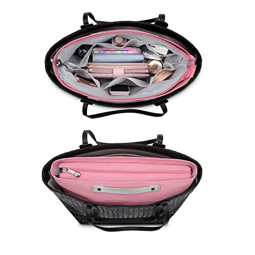 purse organizer insert for handbags,Tote Bag Organizer Insert Zipper for Women, Handbag Organizer Inside Liner with 15 Pockets, Pink