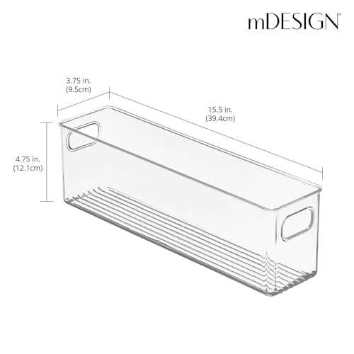 mDesign Plastic Long Stackable Storage Organizer Contai