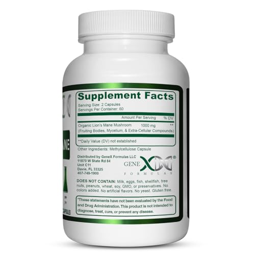 Lions Mane Supplement with 100% Lions Mane Extract - Nootropics Brain Support Supplement 1000mg/serving - (120 Capsules)
