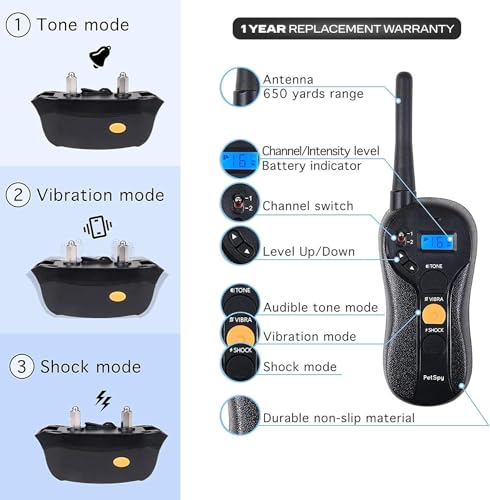 P620 Dog Training Shock Collar for Dogs with Vibration, Electric Shock, Beep; Rechargeable and Waterproof Remote Trainer E-Collar - 10-140 lbs