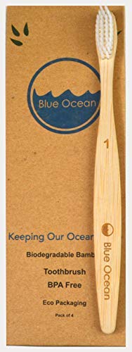 Blue Ocean Natural Bamboo Toothbrush Eco-Friendly, Soft