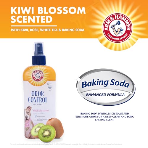 Arm&Hammer For Pets Super Deodorizing Spray for Dogs, Best Odor Eliminating Spray for All Dogs&Puppies|Arm & Hammer Baking Soda Formula with Kiwi Blossom Scent,8 Fl Oz (Pack of 2) Packaging may vary