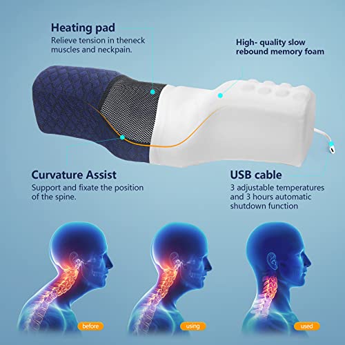 Neck Roll Pillows for Pain Relief Sleeping, Heated Memo