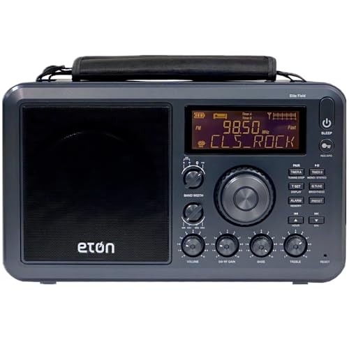 Elite Field Radio with AM/FM, Shortwave, RDS, Bluetooth, Digital Tuning, Treble/Bass Control, 50 Memory Stations, External Antenna, Rich LCD Display, Retro Tabletop Design