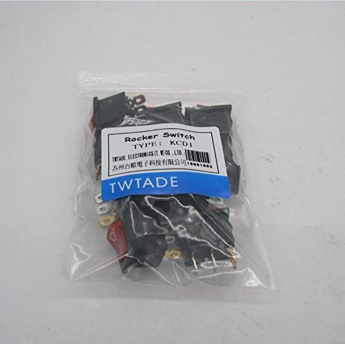 TWTADE / 10Pcs Red Light Illuminated ON/Off SPST 3 Pin 