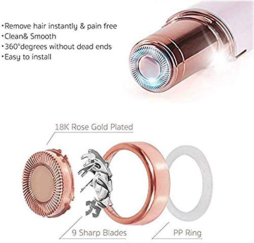 4Pcs Facial Hair Remover Replacement Heads, Number-one Hair Removal Blade for Women's Painless Epilator, Used for Hair Remover and Soft Touch, Gold Rose(Cleaning Brush Included)