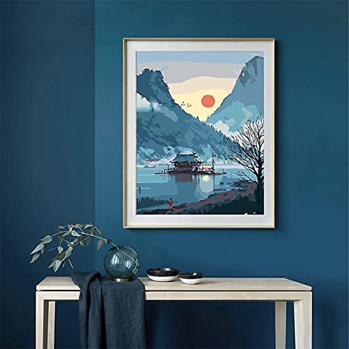 Landscape, Japanese Paint by Numbers for Adults Beginner, Lake, Home Wall Decor16x20 Inch