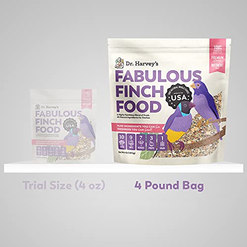 Dr. Harvey’s Fabulous Finch Food for Outside Feeder and Indoor Birds- Premium Bird Feed with Seeds, Nuts, Fruits, Vegetables for Finches (4 Pounds)