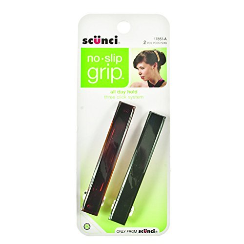 Scunci 1785103a048 No Slip Grip Barrettes Assorted Colors 2 Count