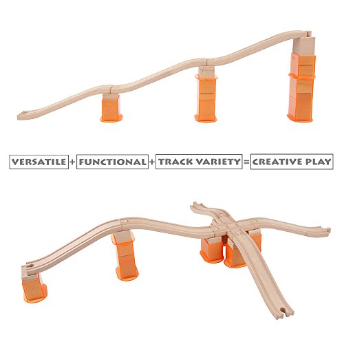 Toys 110 Pcs Wooden Train Track Expansion Pack Compatible with Thomas Wooden Train, Brio, Thomas The Tank Engine