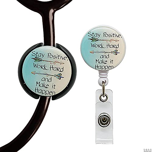 Stethoscope Tag,Steth ID Tag,Nurse Doctor Stethoscope ID Tag and Retractable Badge Reels Set, Stethoscope Charms Accessories and Badge Holder,Set of 2