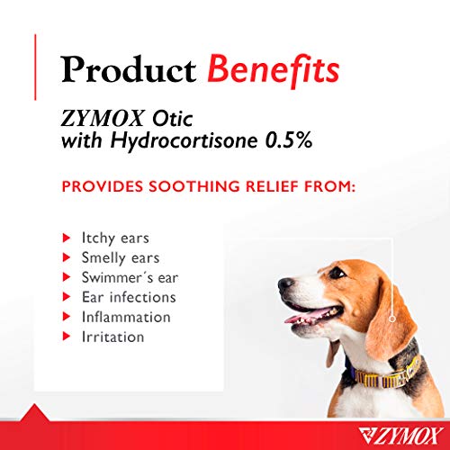 ZYMOX Enzymatic Ear Solution with 0.5-Percent Hydrocortisone, for Dog &amp; Cat, 1.25 oz