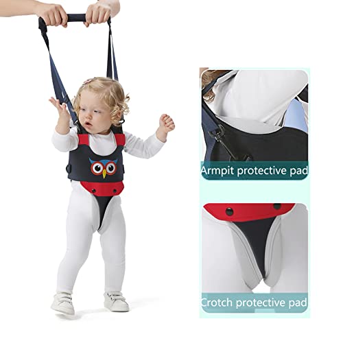 Handheld Baby Walking Harness Kids Walking Learning Helper for Boys Girls Adjustable Baby Walker Safety Harness Assistant Belt for Toddler Infant Child 7-24 Month (Dark Blue-Owl)