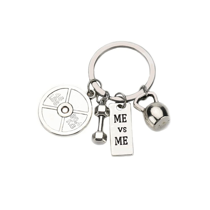 Encouragement Workout Gifts for Women Men Barbell Dumbell Kettlebell Sports Charms Me VS Me Keychain