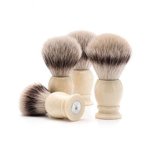 MÜHLE Classic White Faux Ivory Silvertip Fiber Shaving Brush - Synthetic Luxury Shave Brush for Men, Rich Lather | Size - 19mm