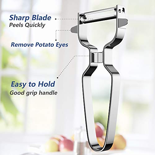 Vegetable Peeler Stainless Steel for Kitchen - Y Peeler Safe to Use, Veggie Potato Fruit Carrot Cucumber Peeler, Easy to Peel and Clean