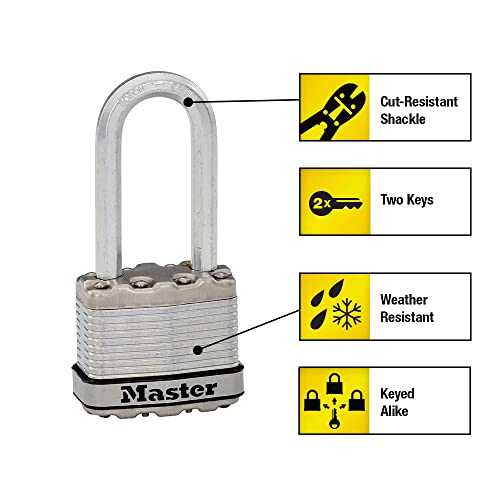 M1XTRILH Magnum Heavy Duty Padlock with Key, 3 Pack Keyed-Alike,Silver